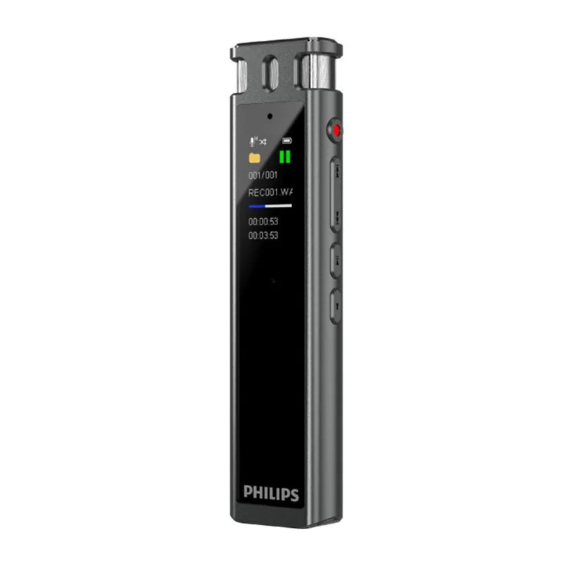 PHILIPS VTR5260 16GB Digital Voice Recorder 2+2 Mic Speech to Text Noise Cancelling Recording Device for Meeting Interview - Black