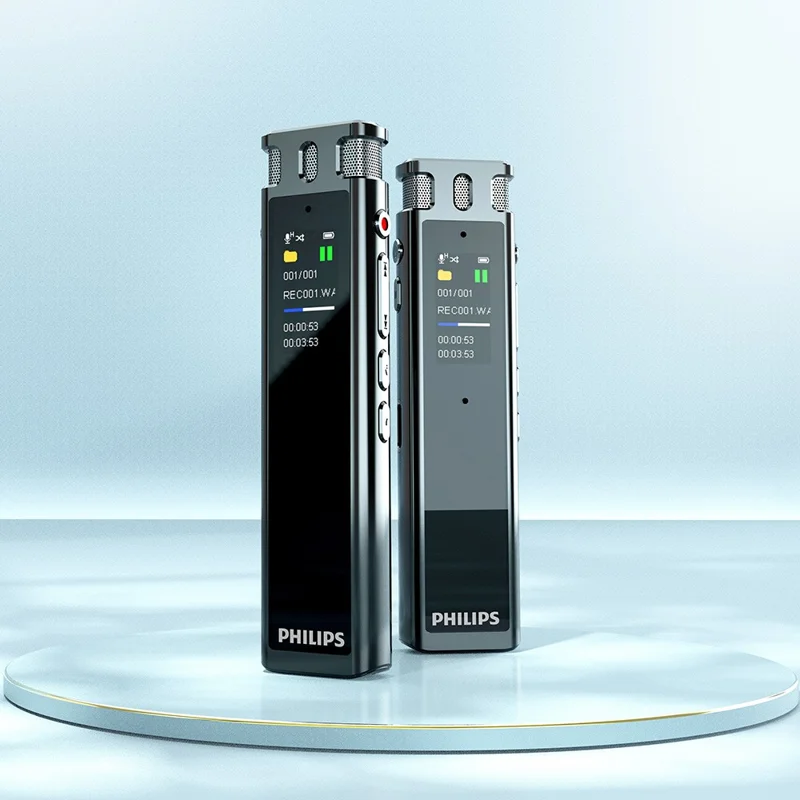 PHILIPS VTR5260 16GB Digital Voice Recorder 2+2 Mic Speech to Text Noise Cancelling Recording Device for Meeting Interview - Black