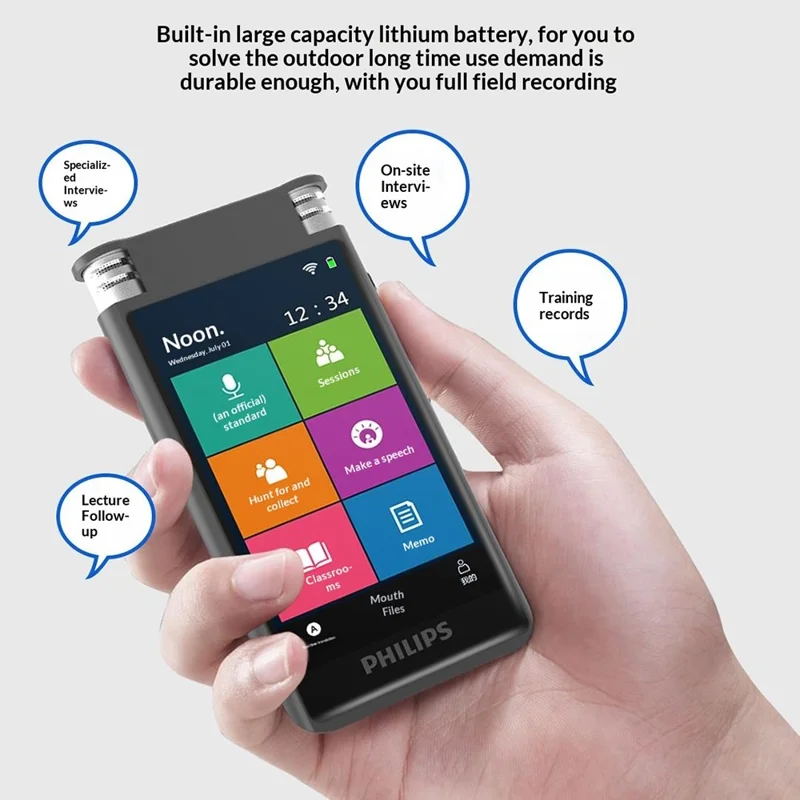 PHILIPS VTR8600 32GB AI Transcription Voice Recorder Real Time Translation Device for Meeting - Black