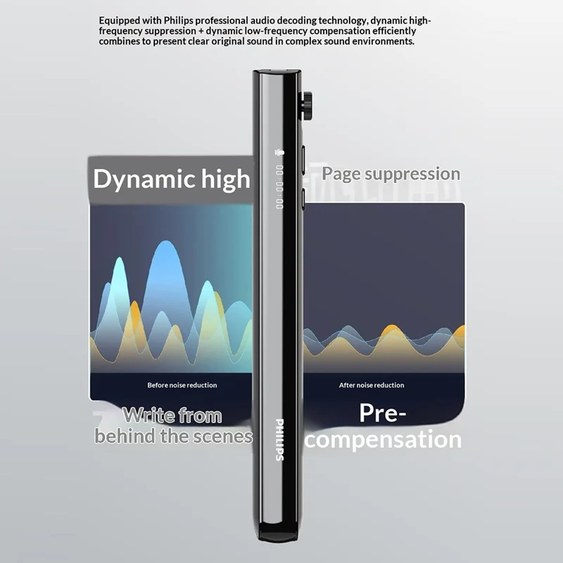PHILIPS VTR5130 32GB Voice Recorder HD Noise Reduction Real Time Transcription Device for Meeting - Black