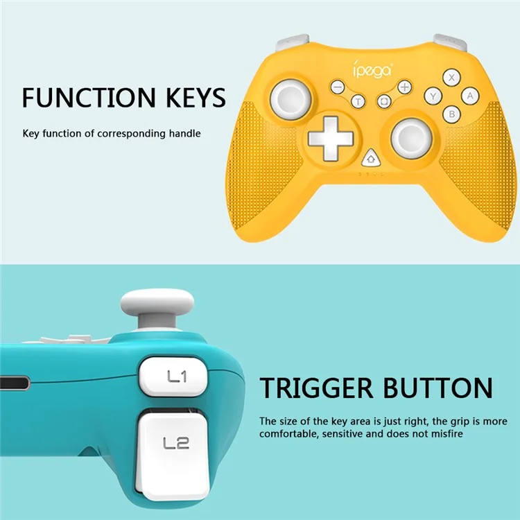 IPEGA PG-SW022 Bluetooth-compatible Wireless Game Controller 6-Axis Vibration Gamepad for Nintendo Switch Console - Green