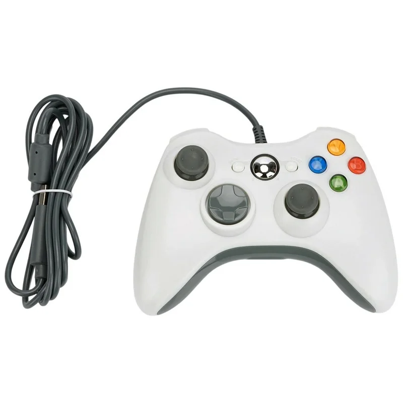 PC360 USB 2.0 Wired Gaming Controller Dual Vibration Ergonomic Gamepad for PC PS3 Android - White