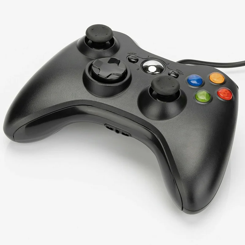 USB Wired Controller for Microsoft Xbox 360 / S / E / PC Computer Dual Vibration Ergonomic Gamepad - Black