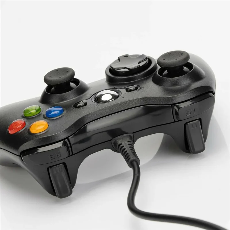 USB Wired Controller for Microsoft Xbox 360 / S / E / PC Computer Dual Vibration Ergonomic Gamepad - Black