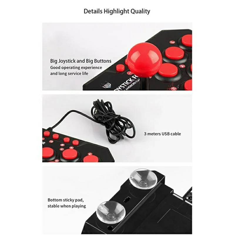 NS002 Arcade Joystick Game Controller USB Wired Fighting Stick with 6 Action Buttons for Switch PS3 PC