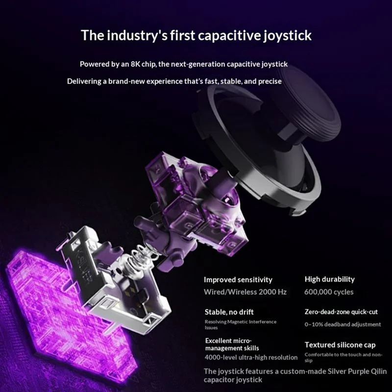 PXN P5-8K Wireless Gaming Controller Bluetooth-Compatible Gamepad with Capacitive Joystick and Hall Linear Triggers - Purple