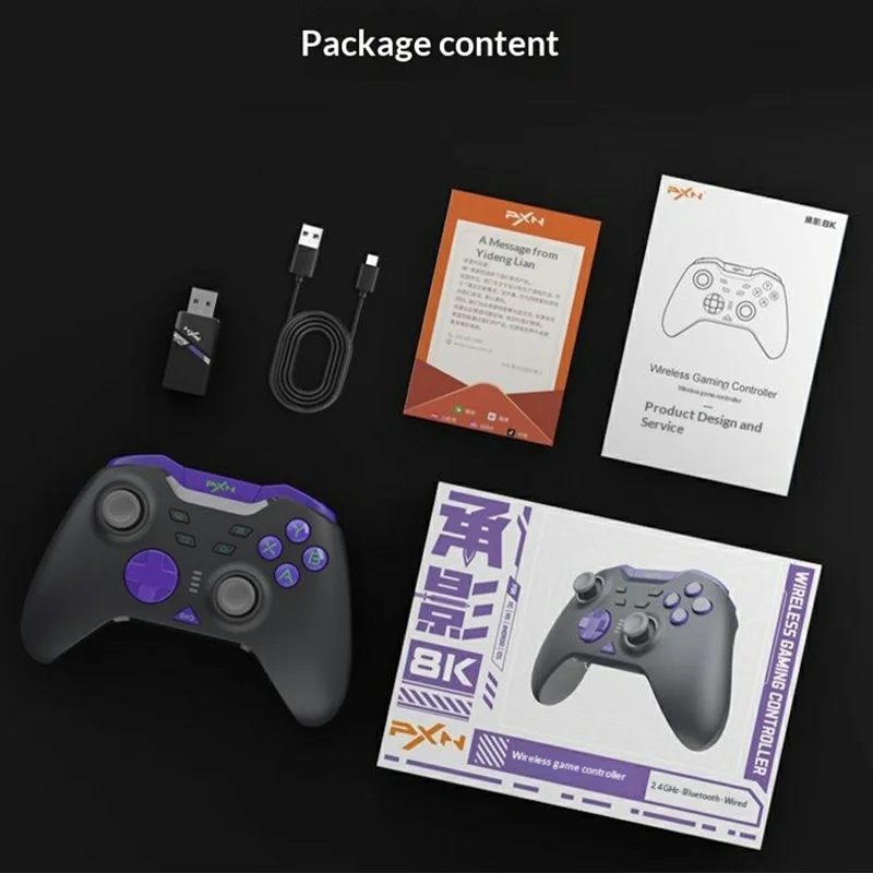 PXN P5-8K Wireless Gaming Controller Bluetooth-Compatible Gamepad with Capacitive Joystick and Hall Linear Triggers - Purple