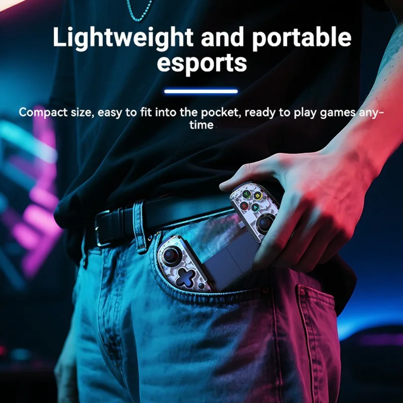 D6mini Растягивающийся игровой контроллер с джойстиком Hall, двухрежимный, с поддержкой Bluetooth, проводной геймпад для Android, iOS, Switch, ПК — черный