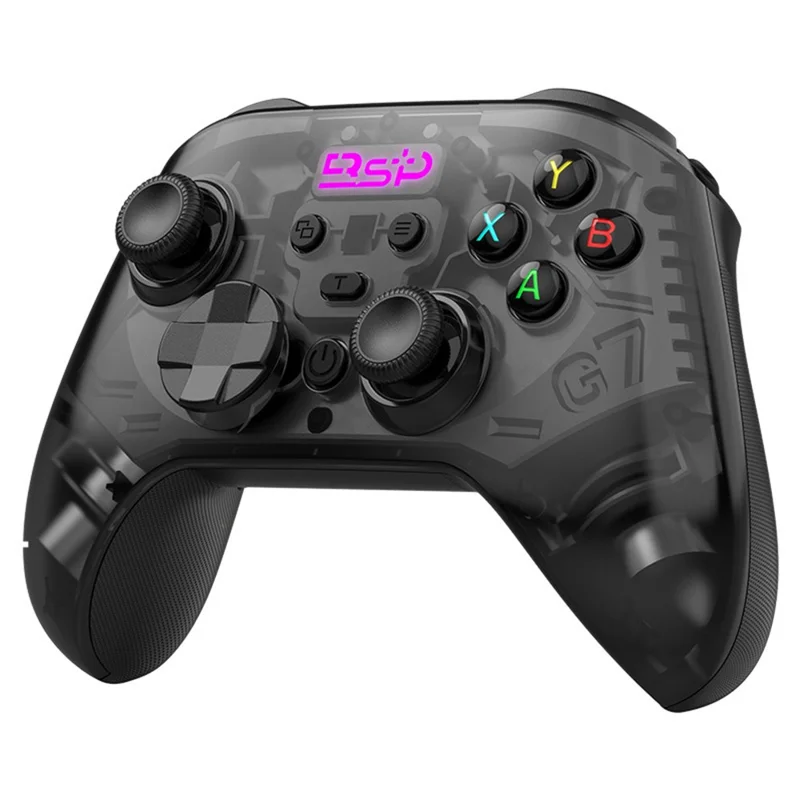 G7 Wireless Bluetooth-compatible Gaming Controller with Phone Holder & Receiver Hall Joystick Trigger Six-Axis Motion Sensing 1000Hz Gamepad for PC  /  Nintendo Switch  /  PS4 - Black