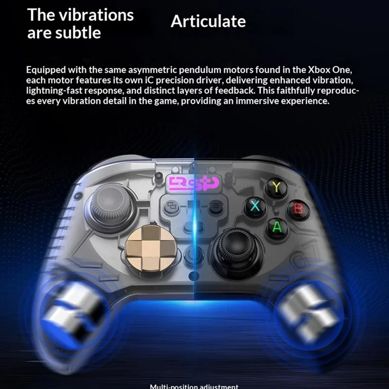 G7 Wireless Bluetooth-compatible Gaming Controller with Phone Holder & Receiver Hall Joystick Trigger Six-Axis Motion Sensing 1000Hz Gamepad for PC  /  Nintendo Switch  /  PS4 - Black