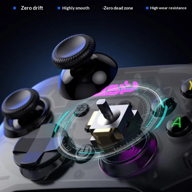 G7 Wireless Bluetooth-compatible Gaming Controller with Phone Holder & Receiver Hall Joystick Trigger Six-Axis Motion Sensing 1000Hz Gamepad for PC  /  Nintendo Switch  /  PS4 - Black