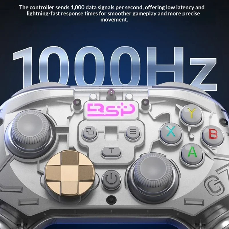 G7 Wireless Bluetooth-compatible Gaming Controller with Phone Holder & Receiver Hall Joystick Trigger Six-Axis Motion Sensing 1000Hz Gamepad for PC  /  Nintendo Switch  /  PS4 - Black