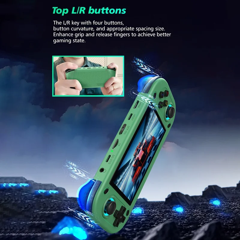 Consola de Juegos Portátil R43S con Pantalla HD IPS de 4.3 pulgadas, Dispositivo de Juegos Arcade con Joysticks y Salida HD - Verde
