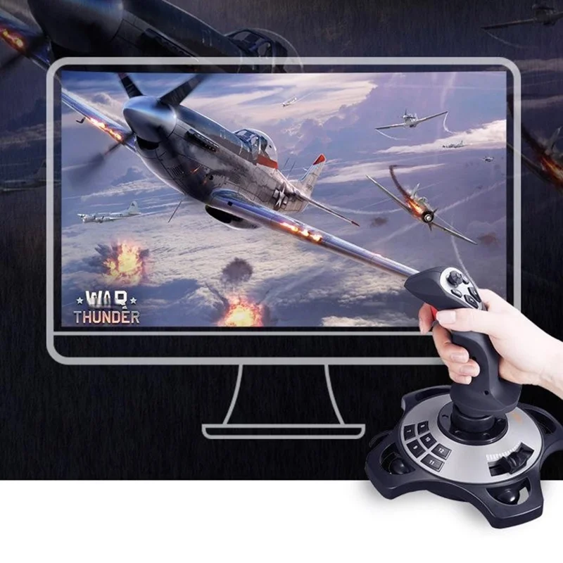 PXN-2113 PRO Контроллер-джойстик для авиасимулятора с вибрационной обратной связью, 12 программируемыми кнопками, для ПК, черный