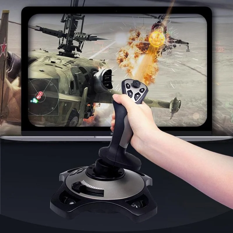 PXN-2113 PRO Контроллер-джойстик для авиасимулятора с вибрационной обратной связью, 12 программируемыми кнопками, для ПК, черный