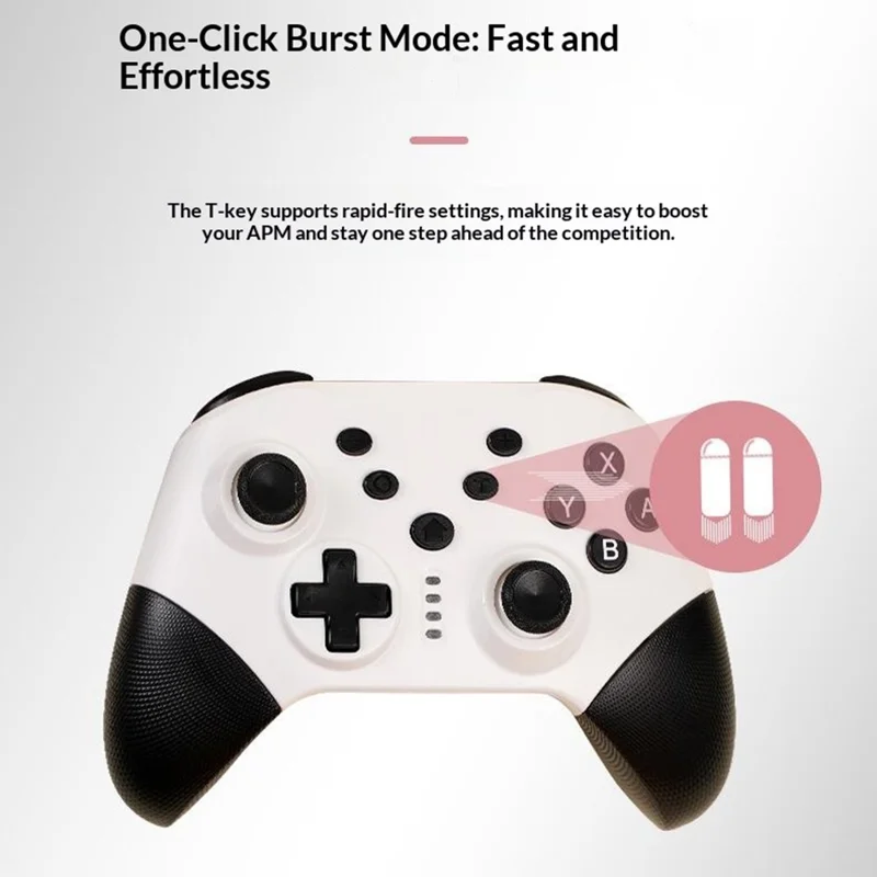 NS20 Switch Pro Inalámbrico Game Controller con Doble Vibración y Mando con Receptor 2.4G para Juegos en Switch PC - Rosa