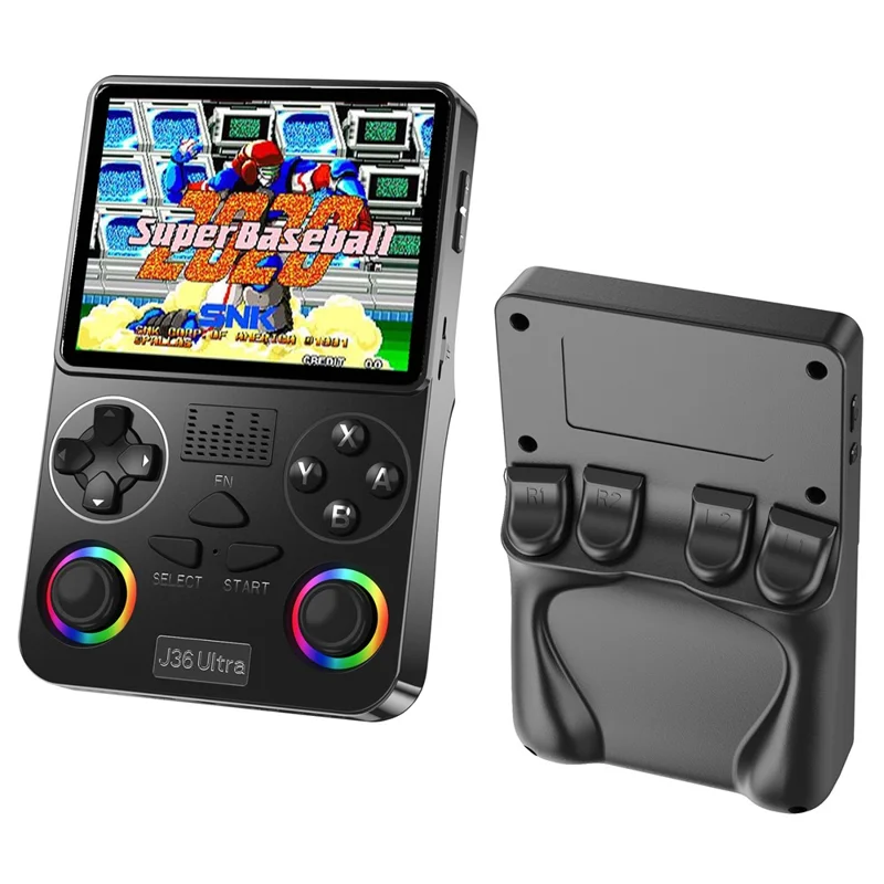 Consola J36 Ultra Gaming, pantalla IPS de 3,5 pulgadas, WiFi para batallas en línea, joystick RGB, retroconsola portátil - Negro