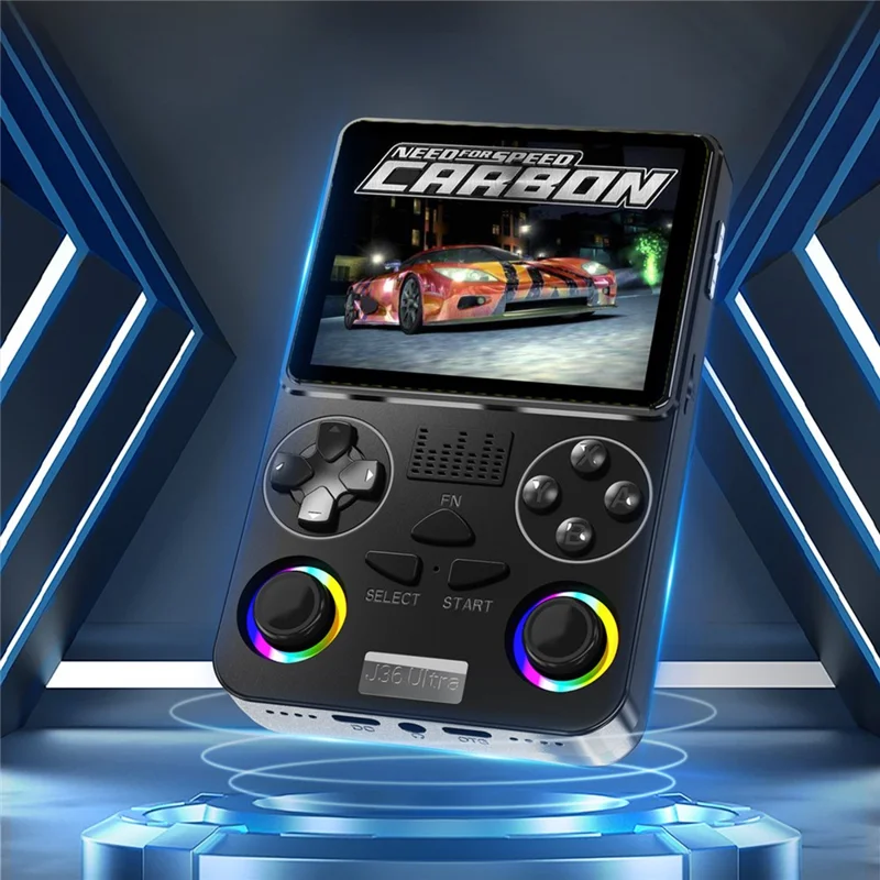 Consola J36 Ultra Gaming, pantalla IPS de 3,5 pulgadas, WiFi para batallas en línea, joystick RGB, retroconsola portátil - Negro