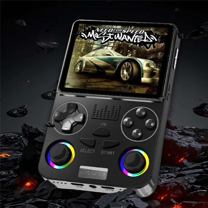 Consola J36 Ultra Gaming, pantalla IPS de 3,5 pulgadas, WiFi para batallas en línea, joystick RGB, retroconsola portátil - Negro