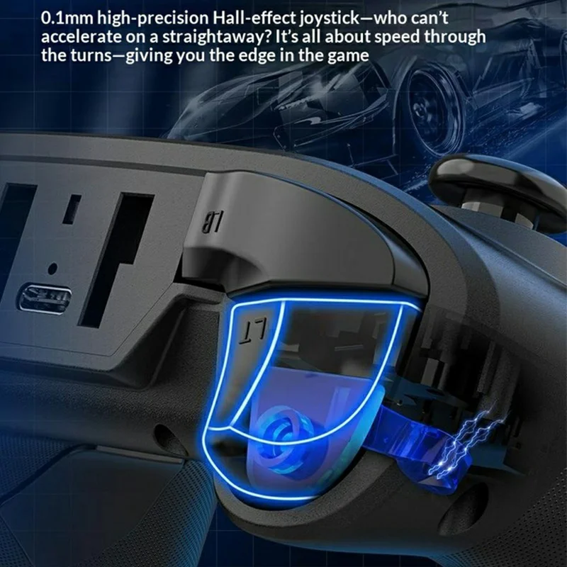 G6 Dual Hall Joystick Wireless Gaming Controller 6-Axis Motion Sensing Bluetooth-compatible Gamepad for PC / Nintendo Switch / Android / iOS - Black