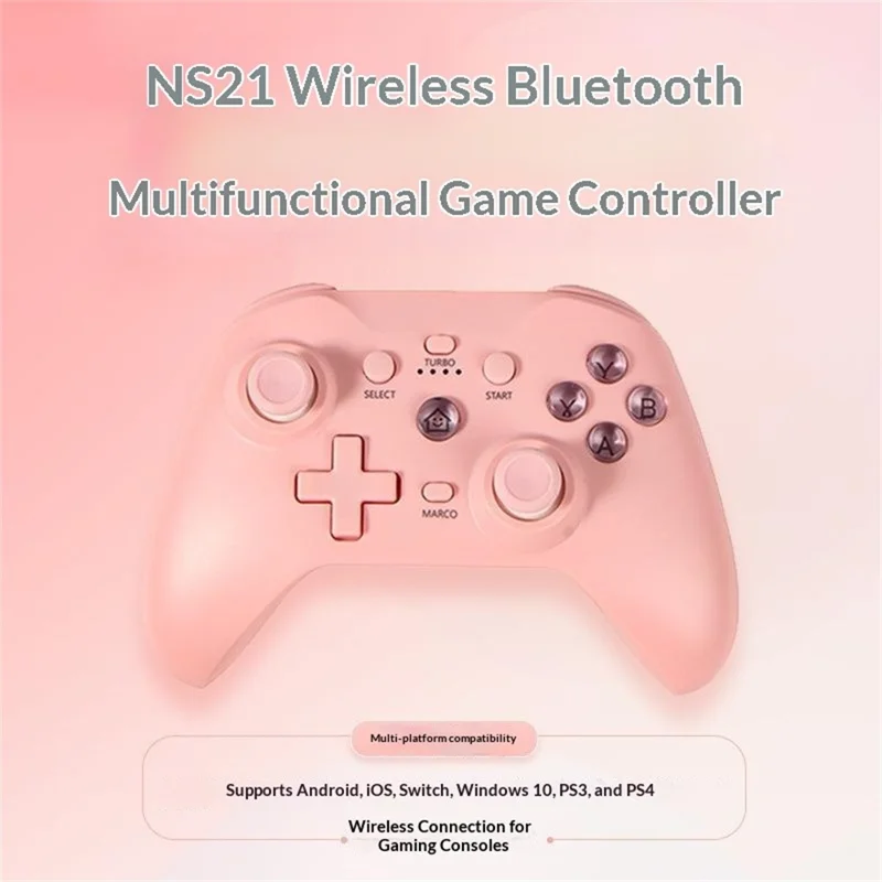 NS21 Wireless Game Controller 2.4G Receiver 6-Axis Motion Dual Vibration Turbo Function Gamepad for Nintendo Switch  /  PC  /  Phone - Pink