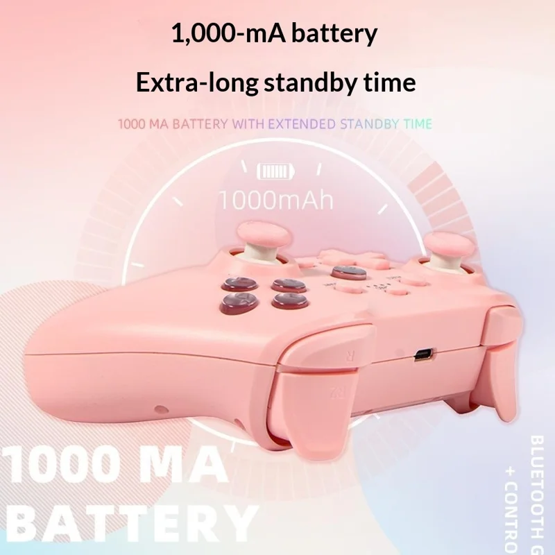 NS21 Wireless Game Controller 2.4G Receiver 6-Axis Motion Dual Vibration Turbo Function Gamepad for Nintendo Switch  /  PC  /  Phone - Pink