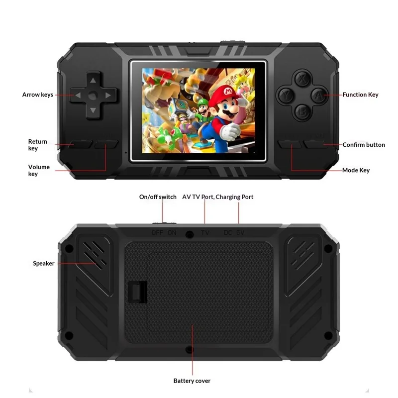 S8 Retro Handheld Video Game Console 500 in 1 Classic Games Portable Mini Gamepad - Black