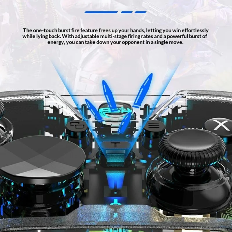 G6 Pro Kabellose Spielekonsole RGB-Beleuchtung Hall-Effekt-Trigger Kohlefilm-Joystick Transparente Gamepad für Nintendo Switch / PC / Android / iOS - Transparent