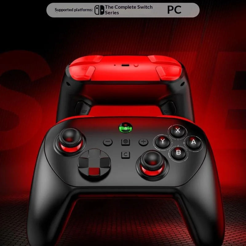 S13E Wireless Gaming Controller Dual Hall Effect Joysticks for Nintendo Switch 2 / Switch / PC with Programmable Back Buttons - Black  /  Red