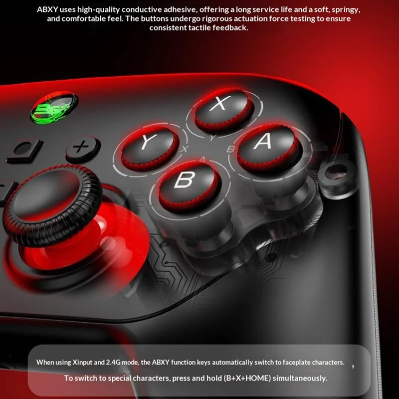 S13E Wireless Gaming Controller Dual Hall Effect Joysticks for Nintendo Switch 2 / Switch / PC with Programmable Back Buttons - Black  /  Red