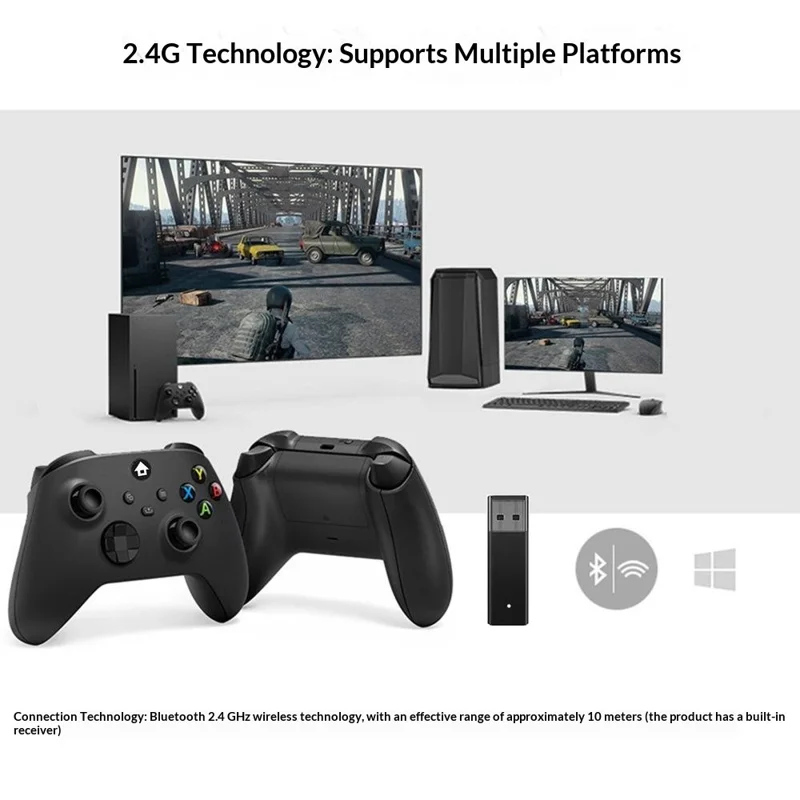 Game Controller for Xbox Series S / X / Xbox One / One S / One X / PC 2.4G Wireless Gamepad with Receiver - Black