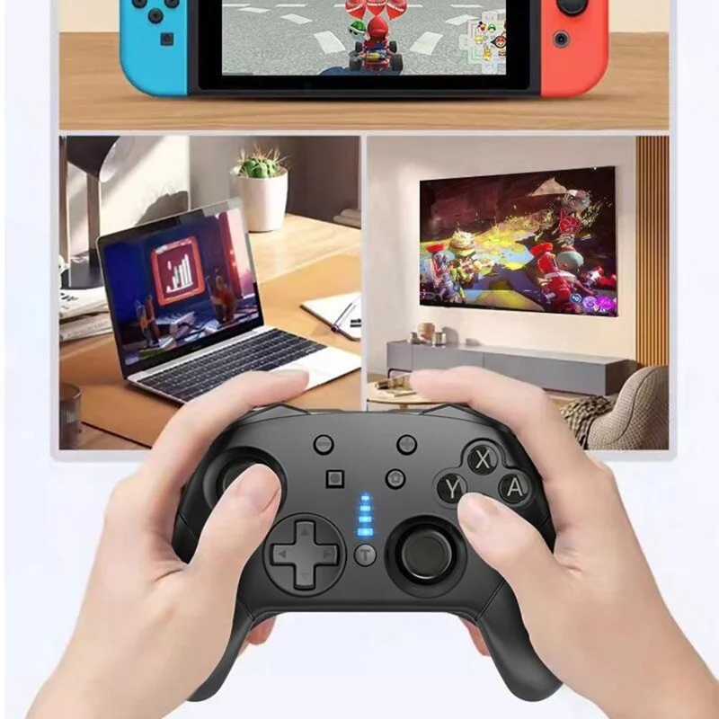 DNS-012 USB Wired Game Controller Dual Motor 6-Axis Gyroscope Bluetooth-compatible Gamepad for Nintendo Switch PC - Black