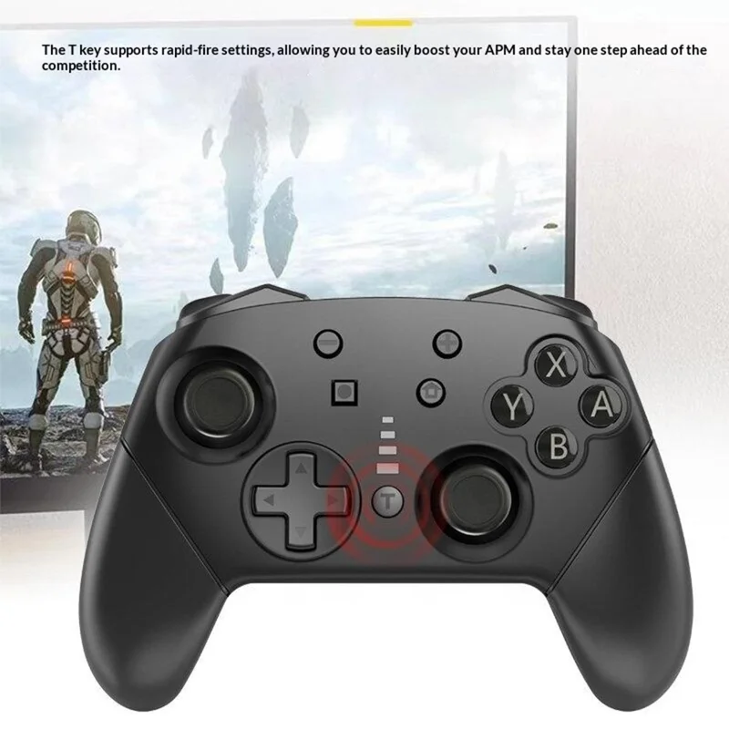 DNS-012 USB Wired Game Controller Dual Motor 6-Axis Gyroscope Bluetooth-compatible Gamepad for Nintendo Switch PC - Black