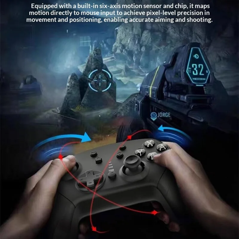 DNS-012 USB Wired Game Controller Dual Motor 6-Axis Gyroscope Bluetooth-compatible Gamepad for Nintendo Switch PC - Black