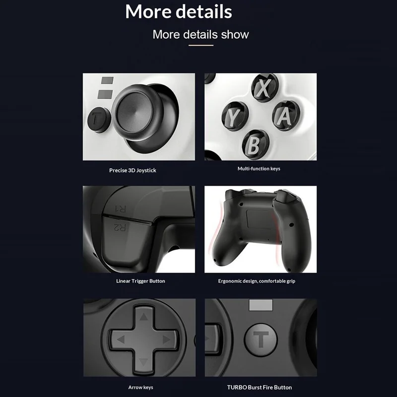 DNS-012 USB Wired Game Controller Dual Motor 6-Axis Gyroscope Bluetooth-compatible Gamepad for Nintendo Switch PC - Black