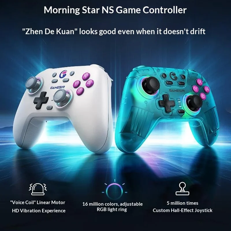 GAMESIR T4 NS Bluetooth-compatible Controller Hall Effect Joystick Gamepad with RGB Light for Nintendo Switch / Steam / PC - Retro White