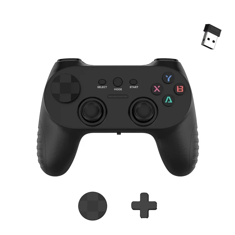 CM-039 Einzelspieler 2,4-GHz-Wireless-Controller-Gamepad mit wechselbarem D-Pad für PC, Android, Smart TV – Schwarz