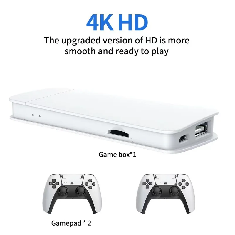 M15 64GB Retro Game Console Dual Player 2.4G Wireless Controllers 10 Emulators for TV Gaming - Black+White