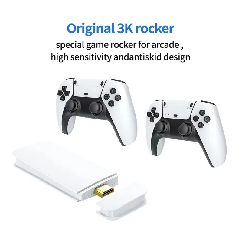 M15 64GB Retro Game Console Dual Player 2.4G Wireless Controllers 10 Emulators for TV Gaming - Black+White