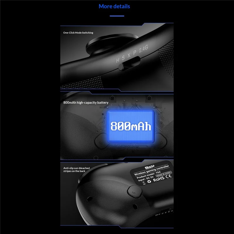 Y04 Gaming Controller 6-Tasten-Fighting-Layout Hall-Joystick für Nintendo Switch / Sony PlayStation 4 / 3 / PC – Schwarz