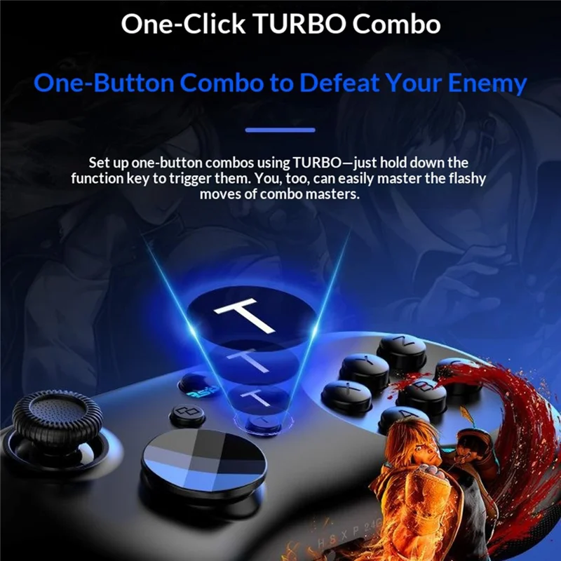 Y04 Gaming Controller 6-Tasten-Fighting-Layout Hall-Joystick für Nintendo Switch / Sony PlayStation 4 / 3 / PC – Schwarz