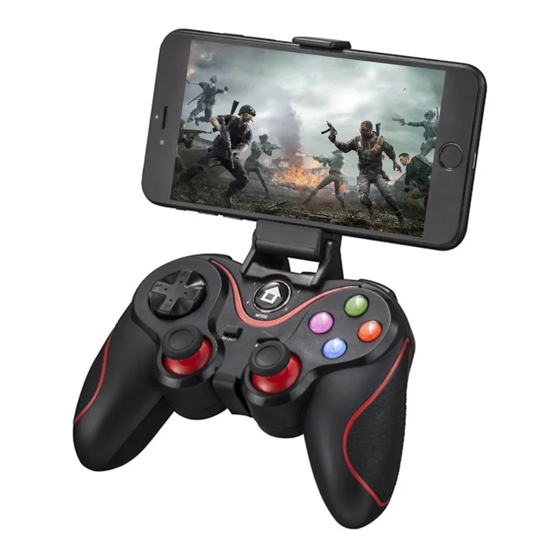 V8 Bluetooth-compatible Wireless Gamepad with Phone Holder for Android / iOS / PC / PS3 / TV Gaming Controller