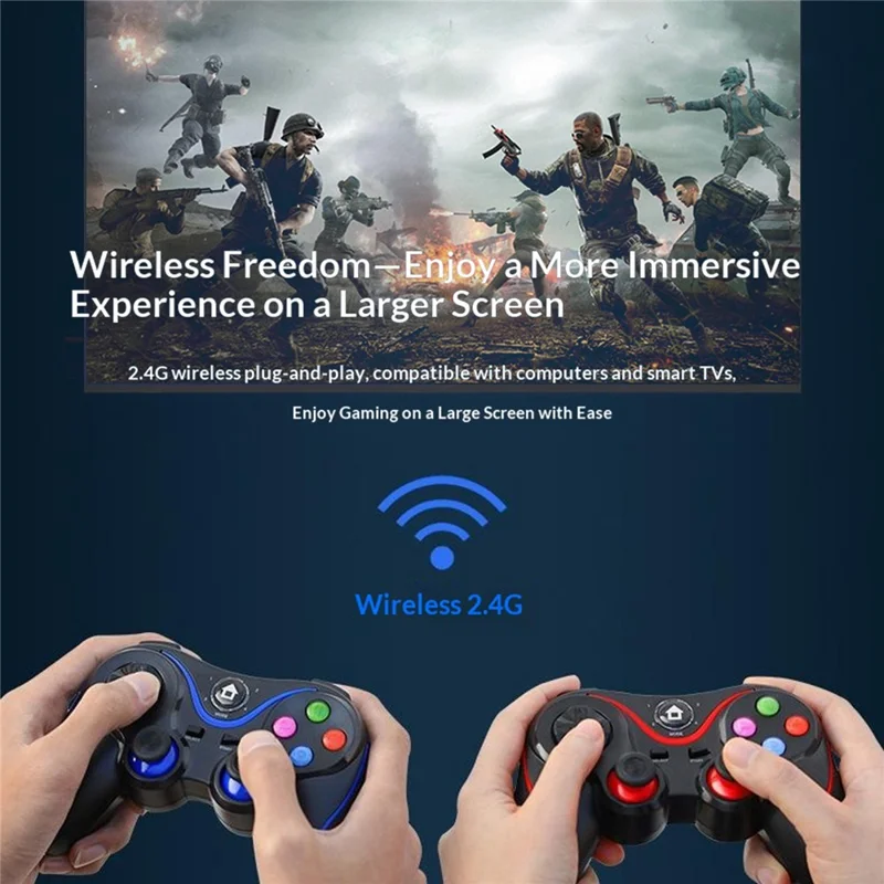 V8 Bluetooth-compatible Wireless Gamepad with Phone Holder for Android / iOS / PC / PS3 / TV Gaming Controller