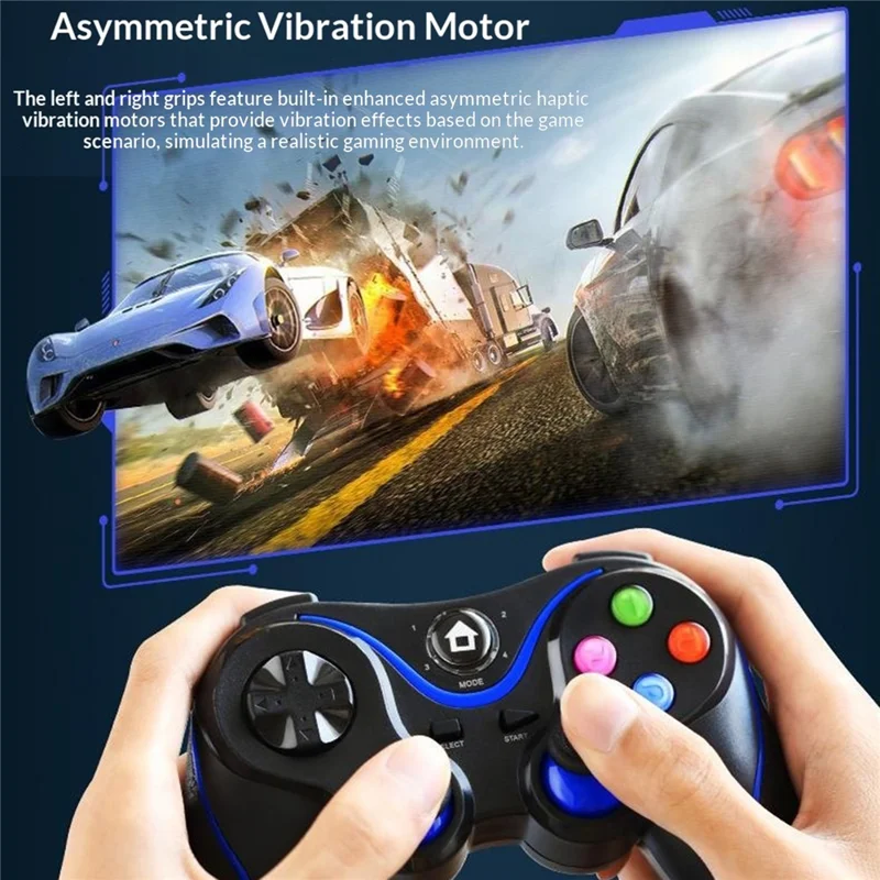 V8 Bluetooth-compatible Wireless Gamepad with Phone Holder for Android / iOS / PC / PS3 / TV Gaming Controller