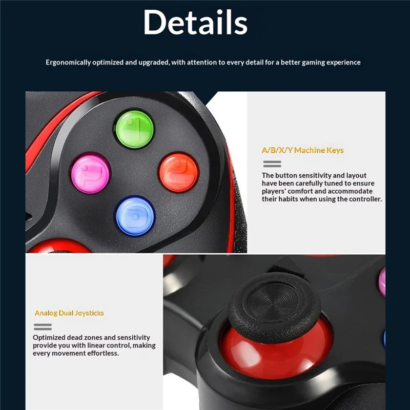 V8 Bluetooth-compatible Wireless Gamepad with Phone Holder for Android / iOS / PC / PS3 / TV Gaming Controller