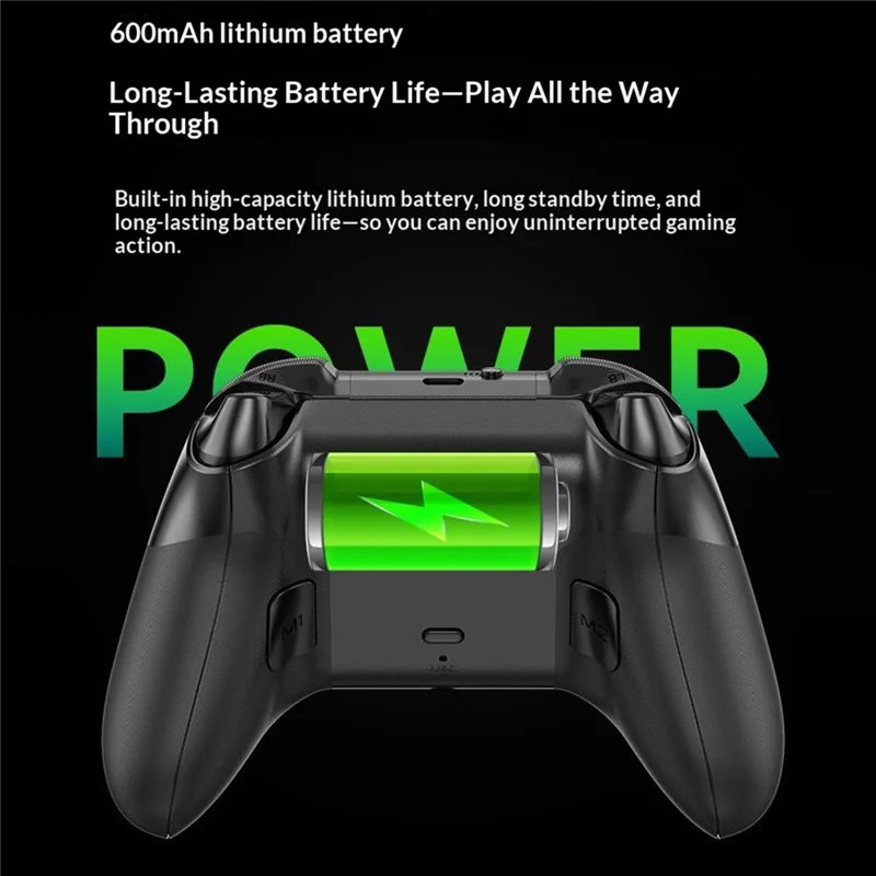 G11 Wireless Gaming Controller Hall Effect Triggers 6-Axis Gyroscope for Nintendo Switch / Sony PlayStation 4 / PC / iOS / Android - Black