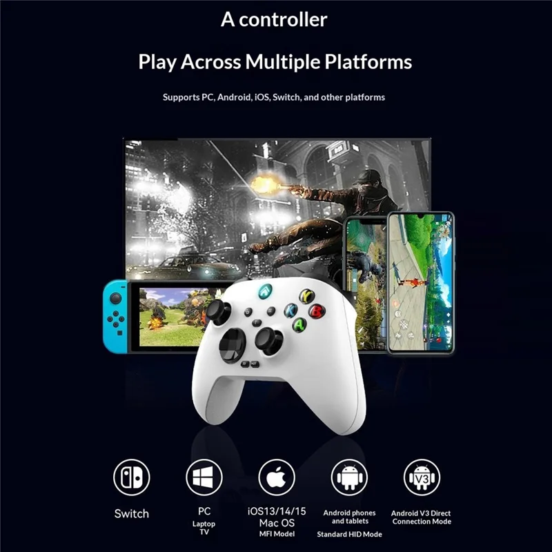 G11 Wireless Gaming Controller Hall Effect Triggers 6-Axis Gyroscope for Nintendo Switch / Sony PlayStation 4 / PC / iOS / Android - Black