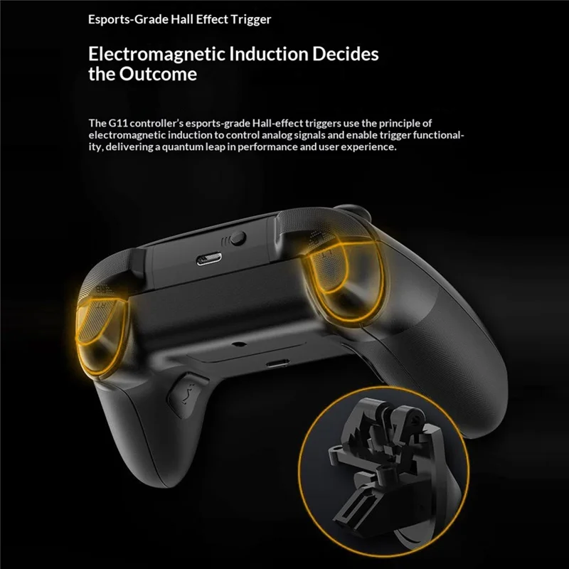 G11 Wireless Gaming Controller Hall Effect Triggers 6-Axis Gyroscope for Nintendo Switch / Sony PlayStation 4 / PC / iOS / Android - Black