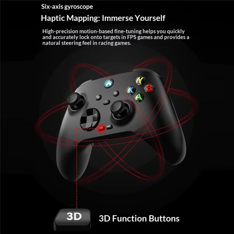 G11 Wireless Gaming Controller Hall Effect Triggers 6-Axis Gyroscope for Nintendo Switch / Sony PlayStation 4 / PC / iOS / Android - Black