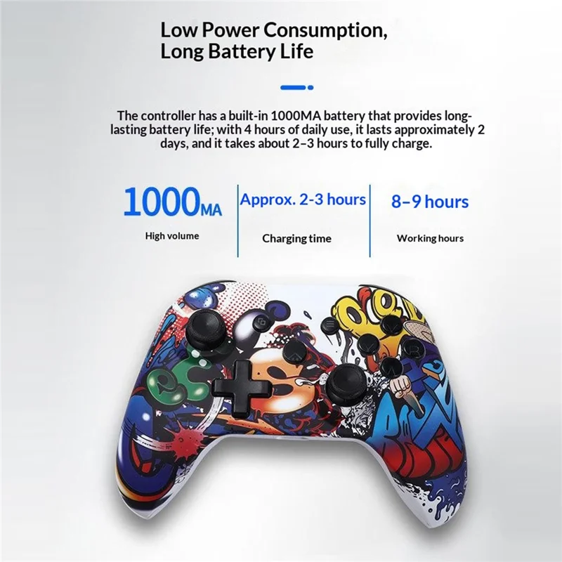 XSX Water Transfer Print 2.4G Wireless Gaming Controller Dual Vibration Motor Gamepad for PC Switch Android - Graffiti